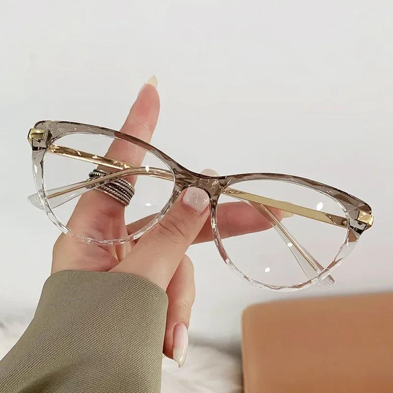 Vintage Cat Eye Frame Women Anti Blue Light Glasses Transparent Clear Optical Eyewear for Ladies