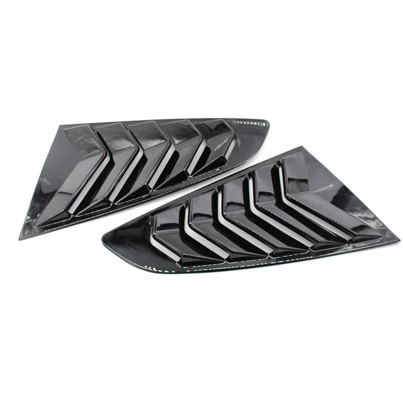 For Ford Mustang 2015-2020 Car Rear Louver Window Side Shutter Cover Trim Sticker Vent Scoop ABS Carbon Fiber Black Accessories