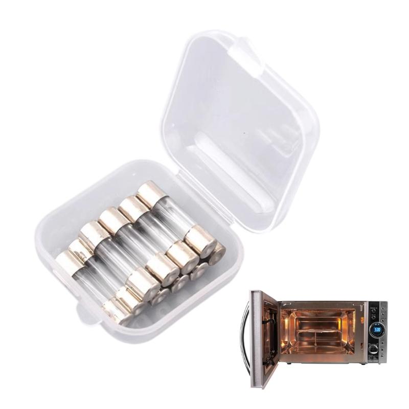 10Pcs 5x20mm Slow Blow Glass Tube Fuse 250V 12A/25A/30A Microwave Oven Fuse Fast Acting Protections Easy to Use