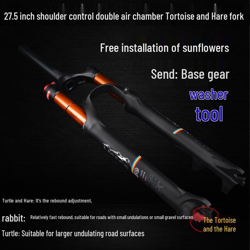 Dual Air Chamber Mountain Bike Fork - 26/27.5/29 Inch, Adjustable Damping, Magnesium Alloy