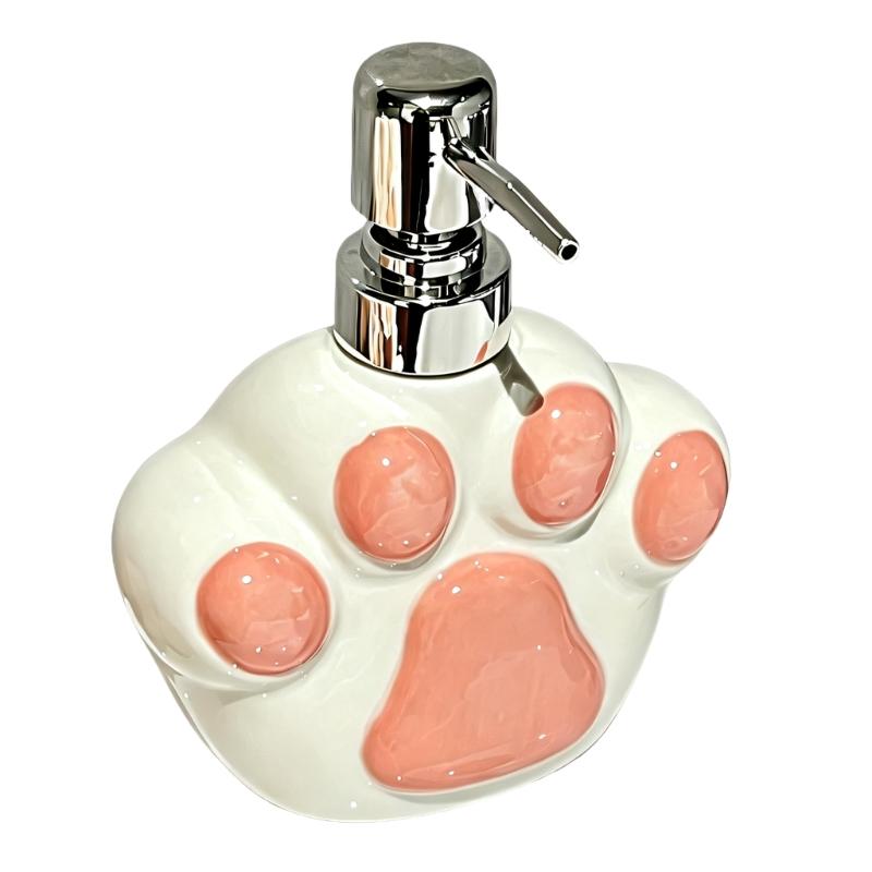 Funny Cats Shape Ceramic Liquid Soap Dispenser With Press Pump Liquid Hand Wash Bottle Soap Holder For Home Bathroom Use