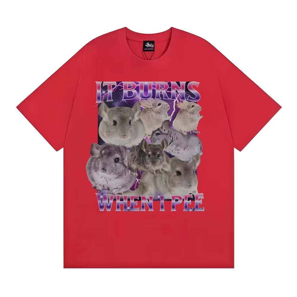 

Жжёт, когда писаю Графические футболки Смешные Милые Крутые Футболка с шиншиллой Мужская Женская Мода Винтажная Футболка с коротким рукавом 4XL