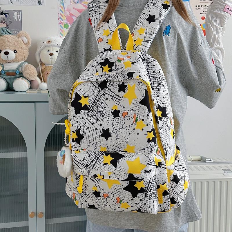 Autumn large-capacity backpack 2025 new Korean version of fashion printing stars versatile high school student schoolbag tide