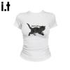 CHOCOOLATEit Cat Print Short Sleeve T-Shirt