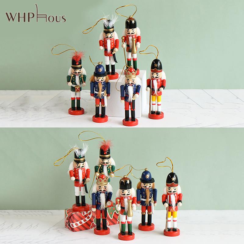 1Pc Christmas Doll Soldier Wood Decoration Made Nutcracker Puppet Desktop Pendants Ornaments For Xmas Tree Party New Year