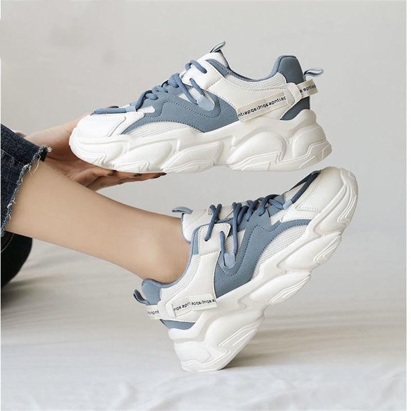 

Популярные женские кроссовки для пап, универсальные, утолщенные и легкие, новые весенние дышащие универсальные маленькие белые туфли 2025 года 35 синий