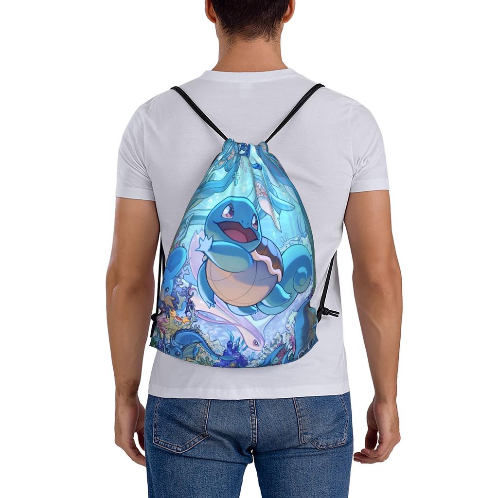 Custom S-Squirtles Drawstring Backpack Bags Men Women Lightweight Cartoon Gym Sports Sackpack Sacks for Yoga