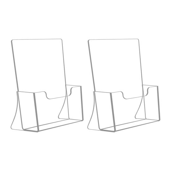 2Pcs Acrylic Brochure Holder Clear Manual Flyer Display Stand with Slanted Back And Reinforced Base Menu Display Stand for Countertop Office 2pcs