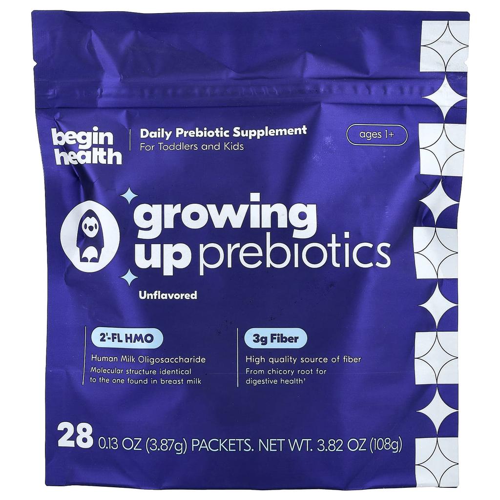 Begin Health, Children's, Growth Prebiotic, Ages 1+, Unflavored, 28 Packets, 3.87g (0.13oz) Each