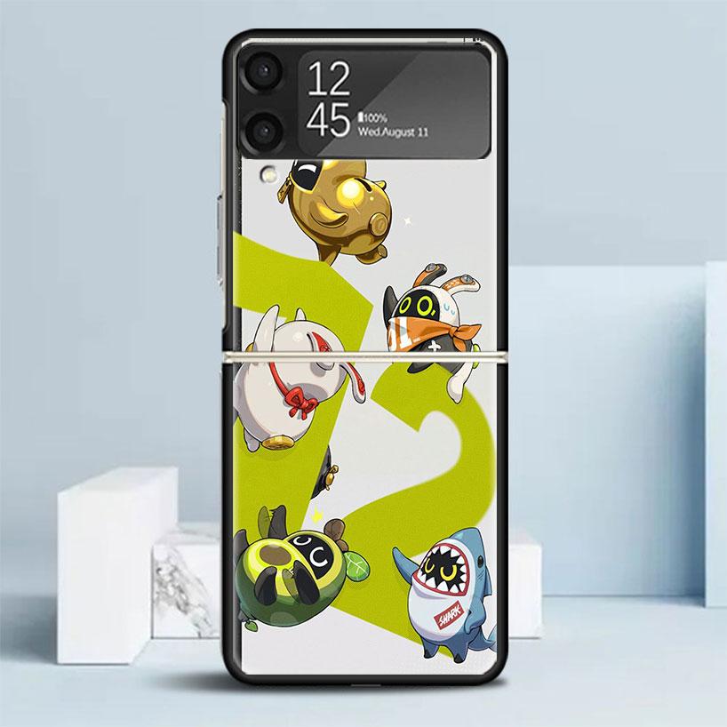 Zenless Zone Zero ZZZ Bangboo Black Cover for Samsung Galaxy Z Flip 7 6 5 4 3 5G Phone Case Flip7 Flip6 Flip5 Flip4 Flip3 Patter
