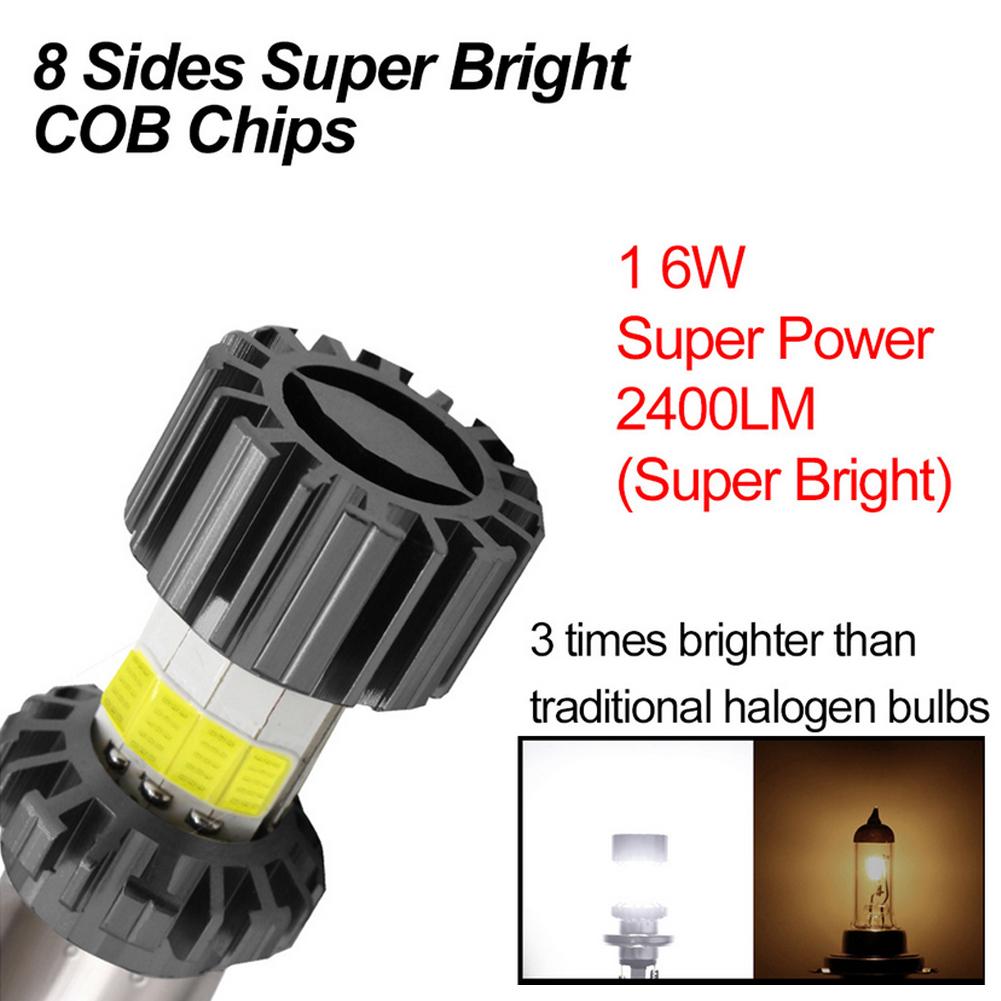 12V-80V 8 Sides COB Super Bright LED Motorcycle Headlight H4 BA20D Bulbs Waterproof High Low Lamp Scooter Fog Lights