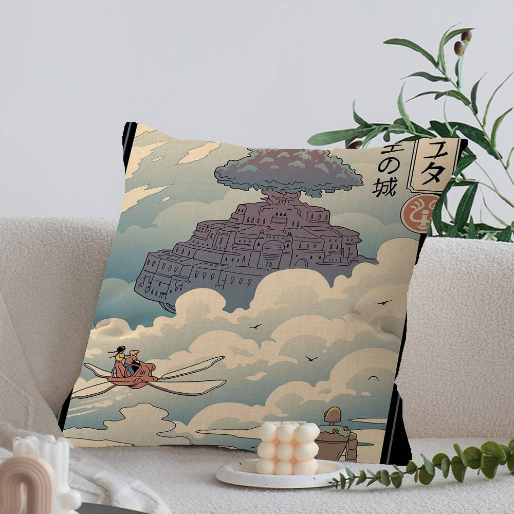 Studio Ghibli Ukiyo-e Collectie Bureaukussen, Kussensloop, Autokussenhoes, 45x45 cm, Lendenkussensloop, Bankkussenhoes