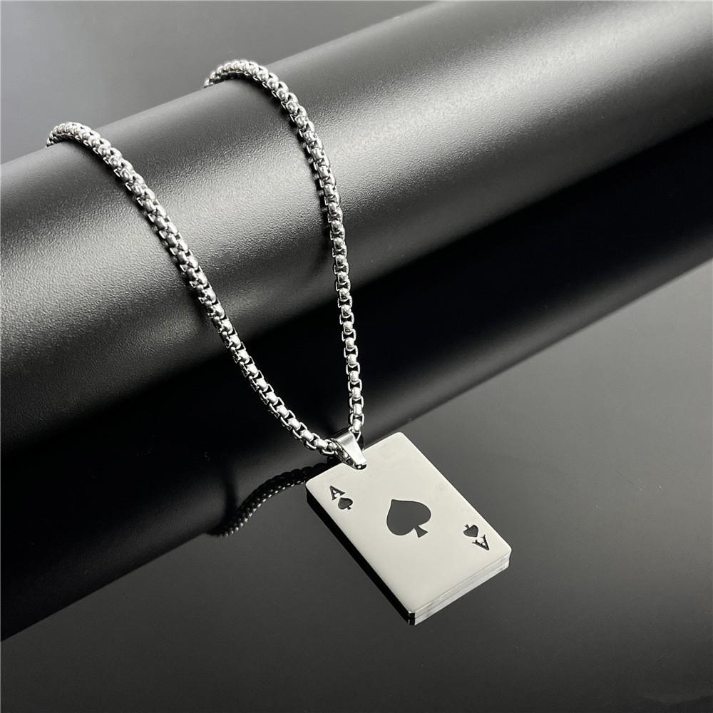Hip Hop Poker Ace of Spades Ace of Hearts Men and Women Couple Necklace Keychain Ornaments 60CM