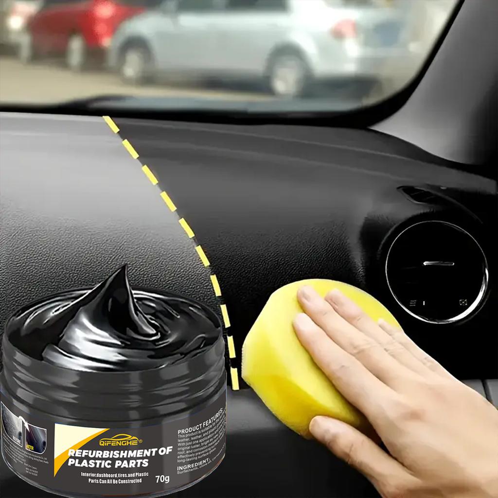 Plastový opravný prostředek pro automobily - lešticí vosk na vnitřní a vnější plasty, krém na opravu škrábanců a proti stárnutí, vhodný pro pneumatiky