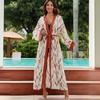 2024 European-American Rayon Beach Cover-up Cardigan: Bikini Swimsuit Sunscreen Shirt