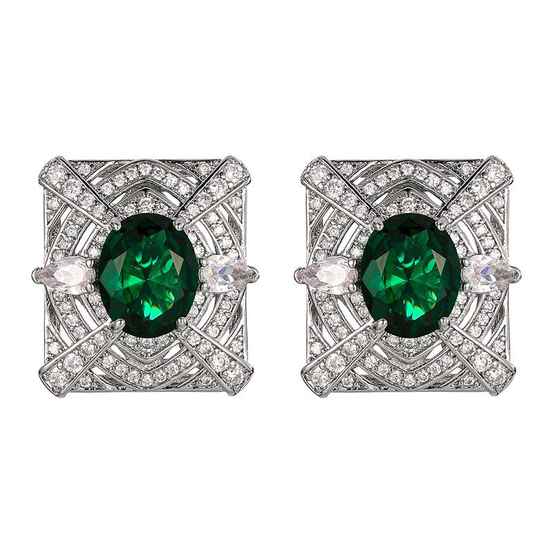 Necklace Earring Ring Set Jewelry Live Broadcast Emerald Color Treasure High-end Fashion Women's
