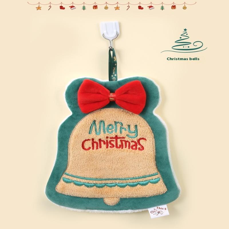 Cute Christmas Cleaning Towel Coral Velvet Hand Towel Snowman Bathroom Hanging Absorbent Dishcloth Soft Cleaning Cloth Rag