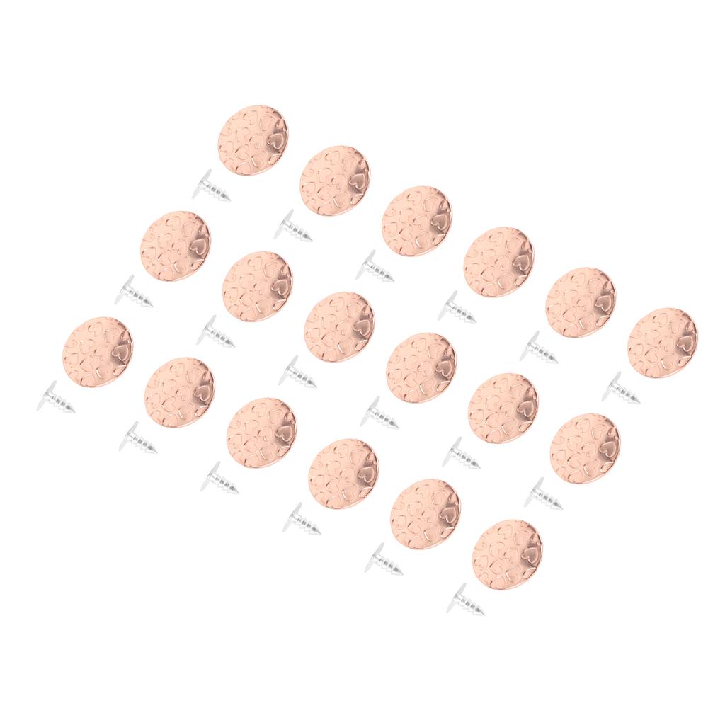 125 Sets Pants Buttons Rose Gold Color 17mm Heart Pattern Pointed Aluminum Screws Combo Thread