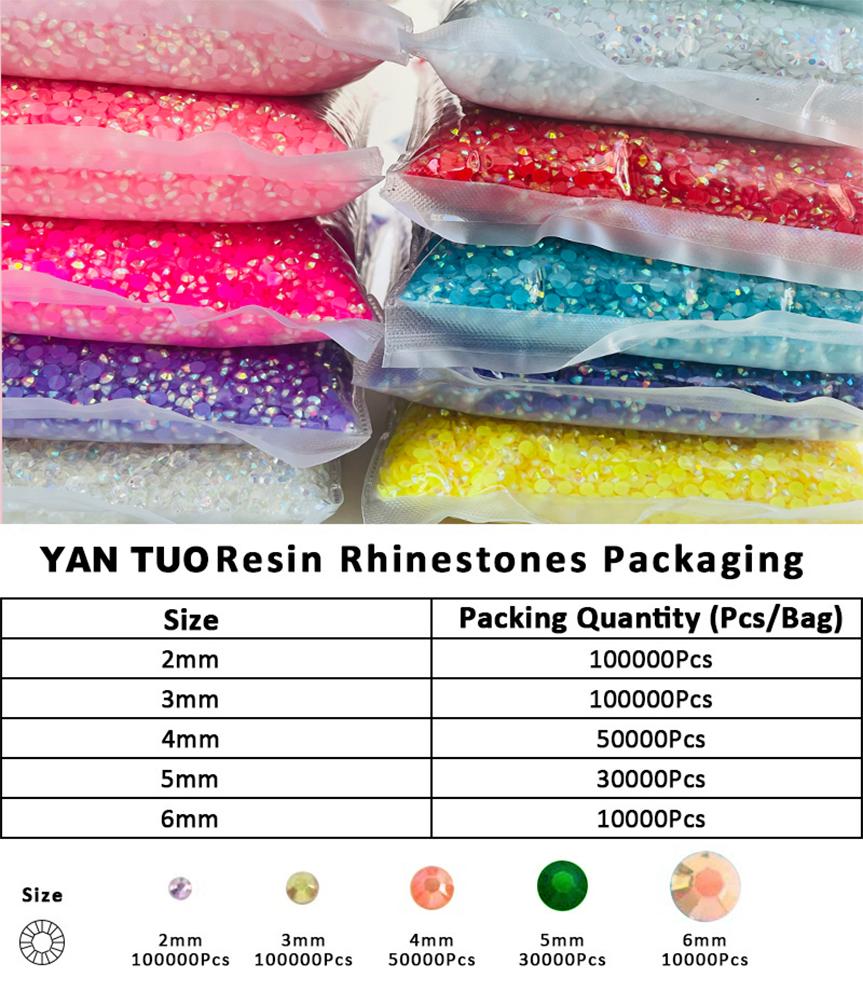 Hot Sale Bulk Package Non Hotfix Flatback Jelly Black AB Resin Rhinestones 2mm 3mm 4mm 5mm 6mm for DIY Crafts
