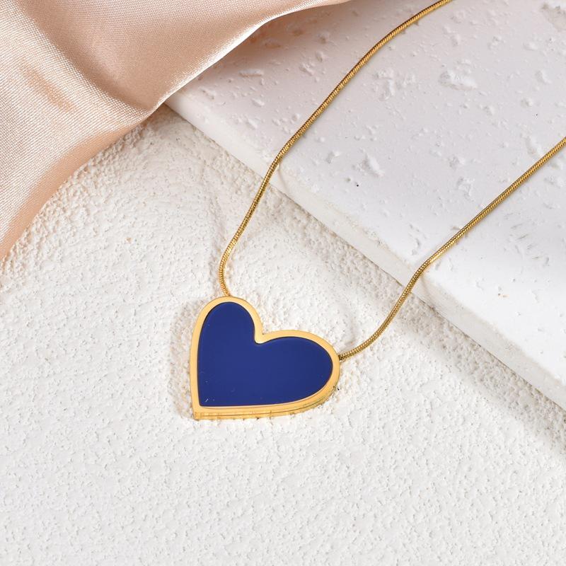18K Gold-Plated Heart Necklace for Women - Versatile Sweater Chain, Titanium Steel Jewelry