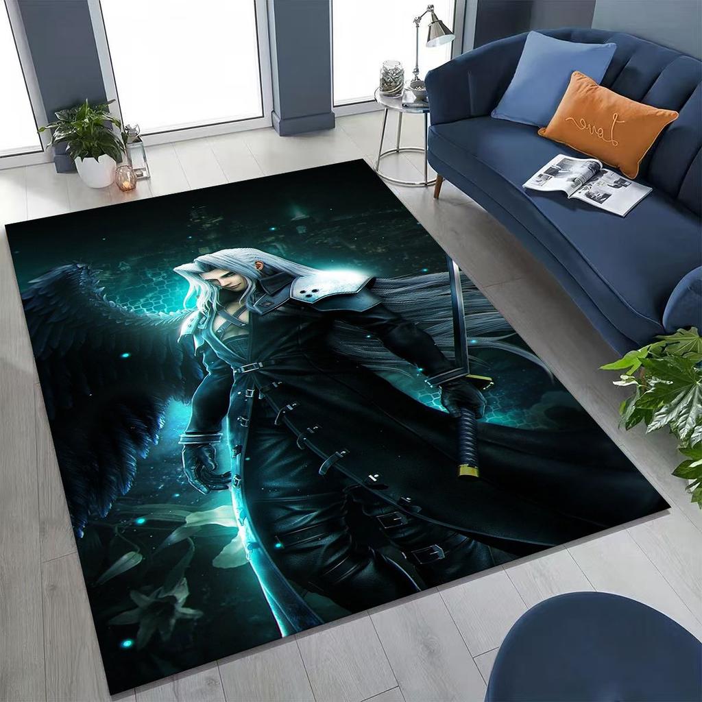 Cartoon Final Fantasy Sephiroth Cloud Tifa Game Rug for Bedroom Living Room Sofa Home Doormat Decor, Large Non-slip Floor Mat