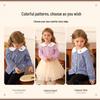 Classic Teddy Girls' Long-Sleeve Plaid Blouse with Peter Pan Collar