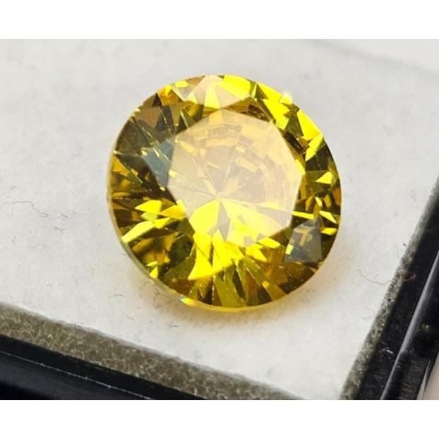Schöner Zirkon Gelbe Farbe Runder Schliff 6+ Karat Zertifizierter Loser Edelstein