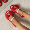 Fashion Red Slippers Couple Casual Versatile Bow for Men and Women Winter Cotton Mopping