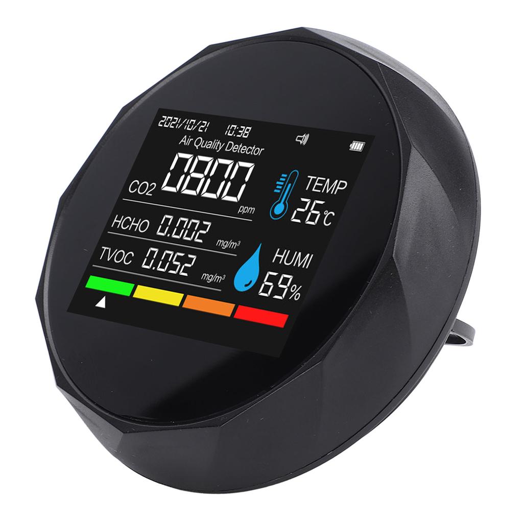 5 in 1 Indoor Air Quality Detector Bluetooth APP Accurate Sensor Magnetic Wall Mount Portable Air Quality Tester for HCHO PM2.5 Temperature Humidity