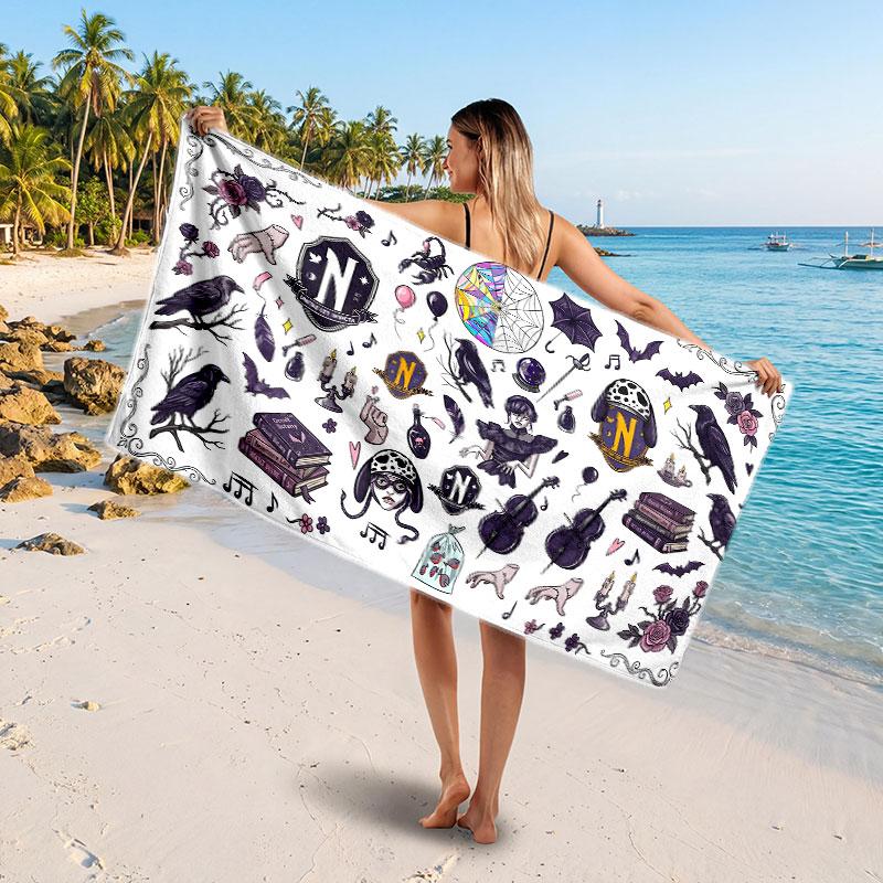 Large Beach TowelWednesday Addams Soft Absorbent Towel Beach Bath Home Use