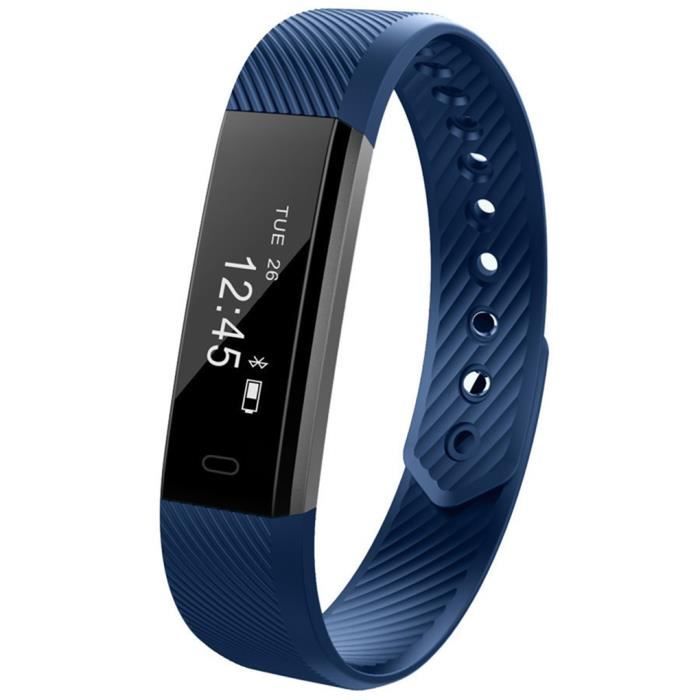 ELENXS® ID115 Bracelet Bluetooth Montre Connectée 0.86 pouces d'écran OLED Smartwatch Pour iPhone Android Bleu