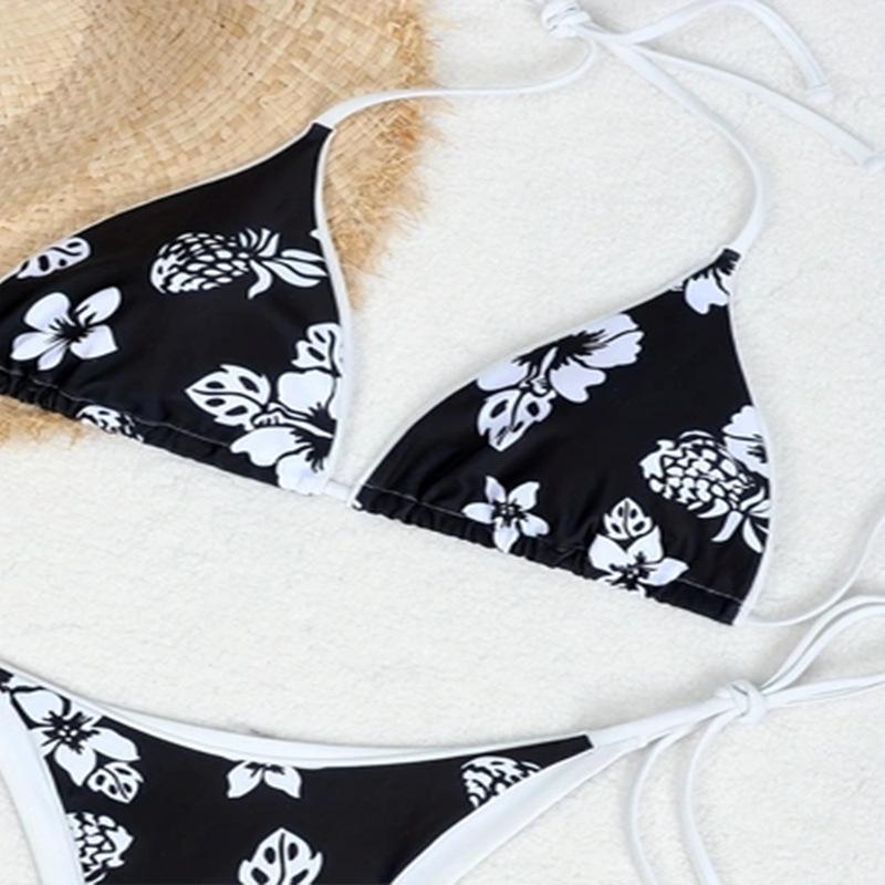 2024 Euro-American Print Triangle Cup Sexy Beach Bikini