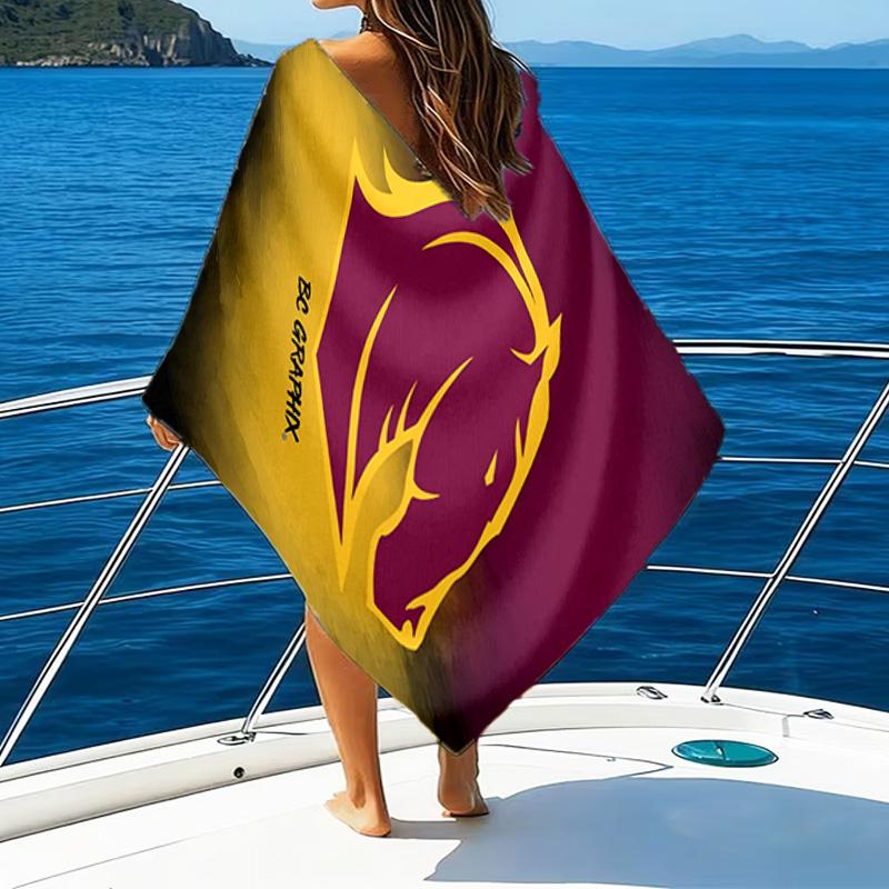 Asciugamano da Spiaggia in Microfibra Brisbane Broncos, Leggero e Asciugatura Rapida, per Viaggi Estivi, Essenziale per la Spiaggia, Piscina all'Aperto