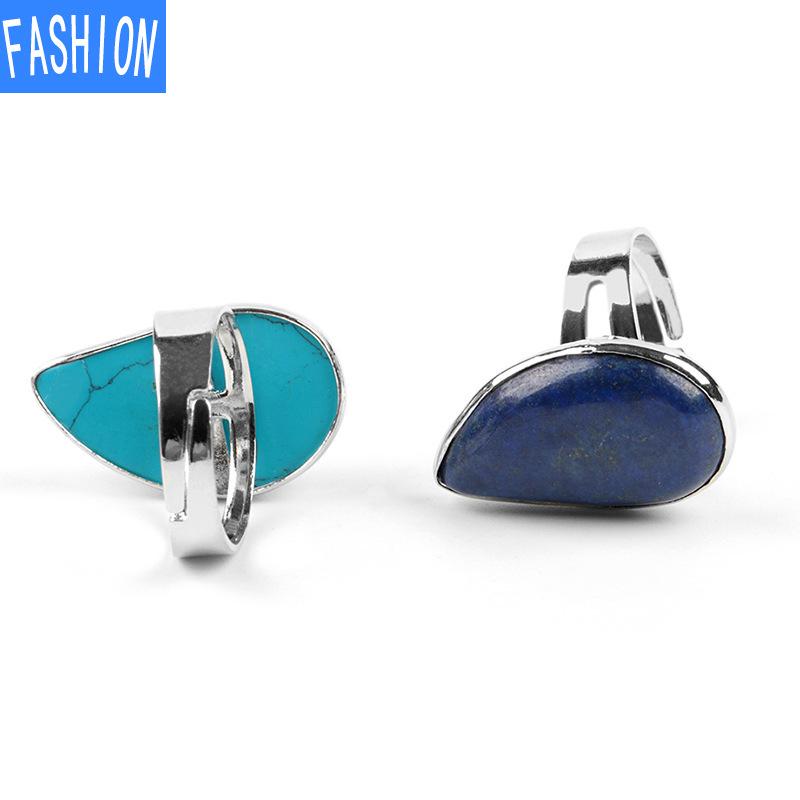 Creative Water Drop Shape Polished Natural Crystal Rings