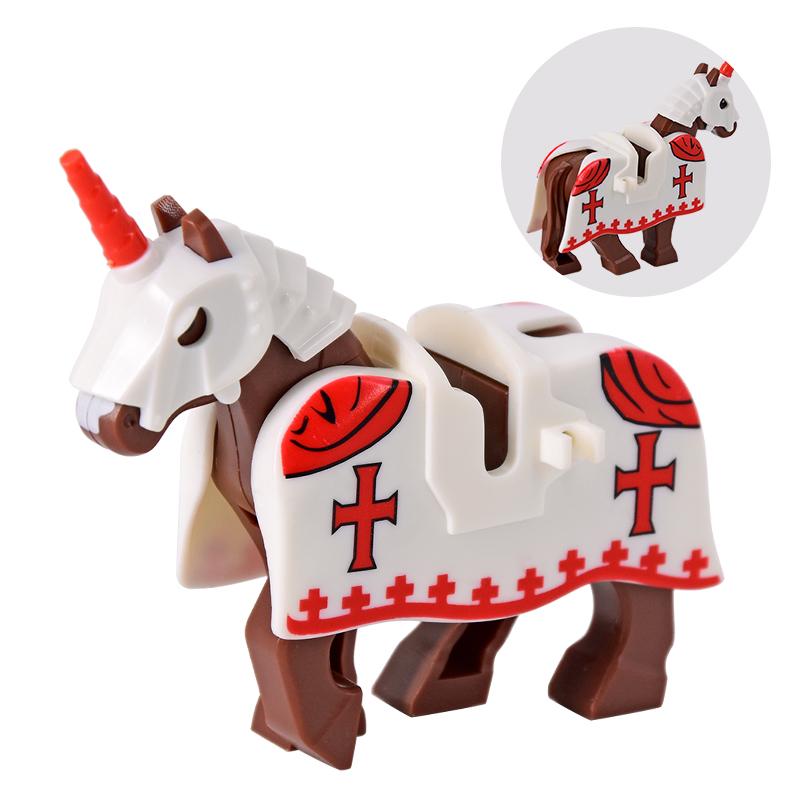 Jednotlivě prodávaný středověký rytíř římský válečný kůň Rohan zvíře stavebnice akční figurky DIY hračky pro děti dárky