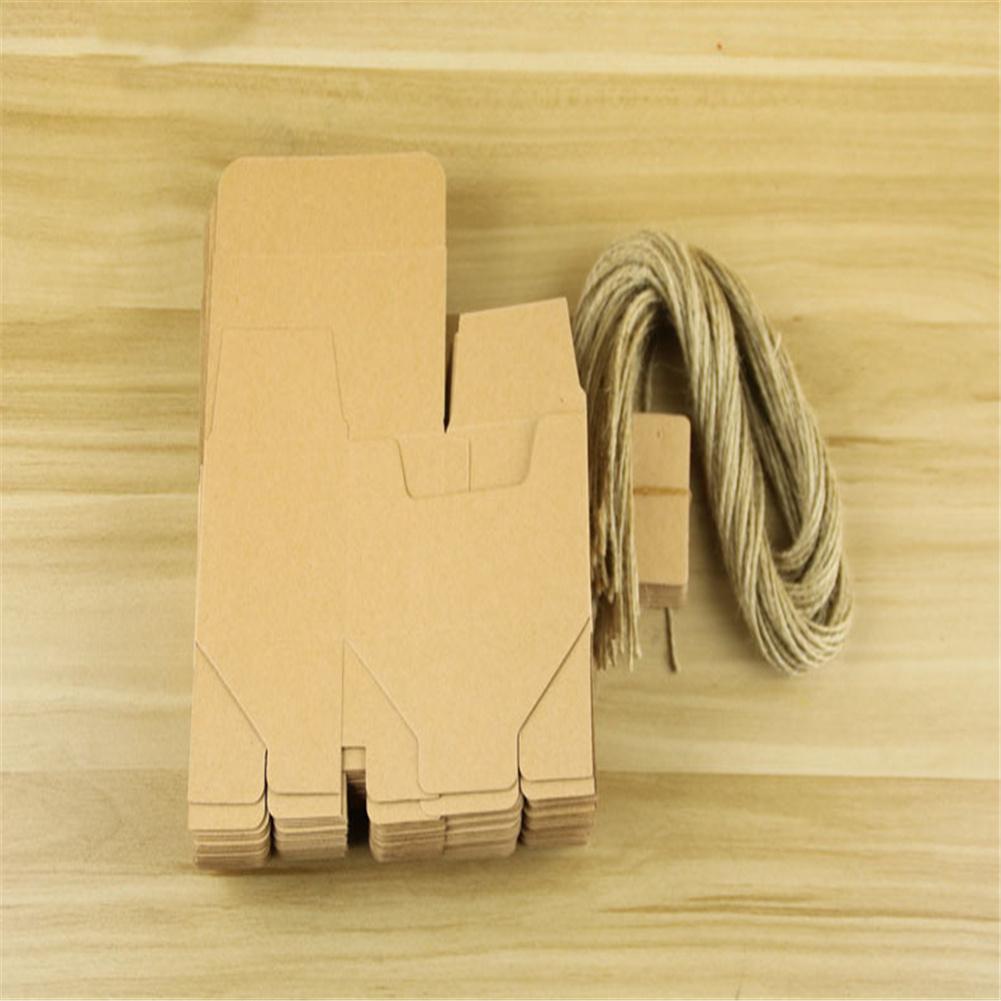 50pcs Kraft  Paper  Rectangular  Candy  Box Retro Style With Blank Label Linen Rope Abrasion Resistant Solid Color Wedding Party Gift Box
