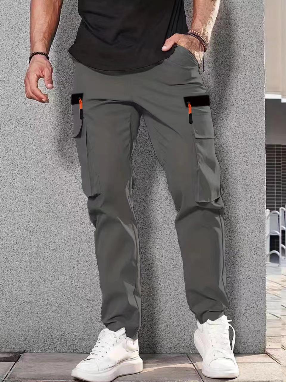 Herren-Freizeithose mit mehreren Taschen - Standardgröße, ohne Etikett. S graue