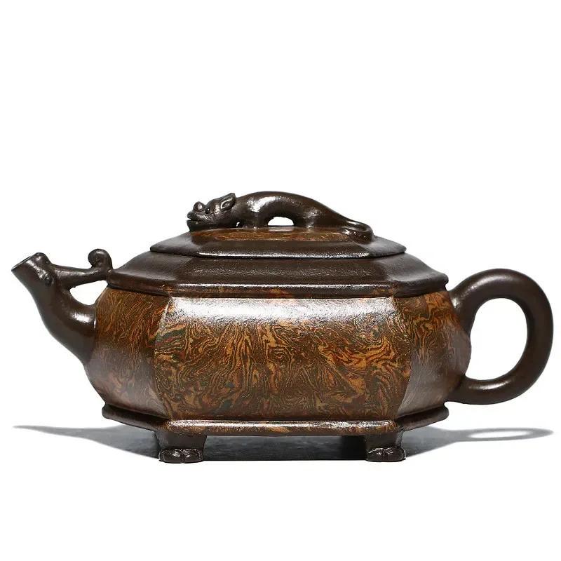 Yixing Retro Tea Pot Handmade Boutique Purple Clay Teapots Raw Ore Beauty Kettle Chinese Tea Ceremony Customized Gifts 210ml