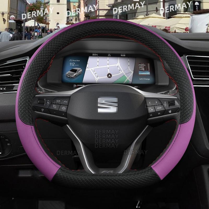 for Seat ibiza 6L 6J 6P 6F KJ1 FR Car Steering Wheel Cover PU Leather Non-slip 9 Colors Auto Accessories Fast Shipping