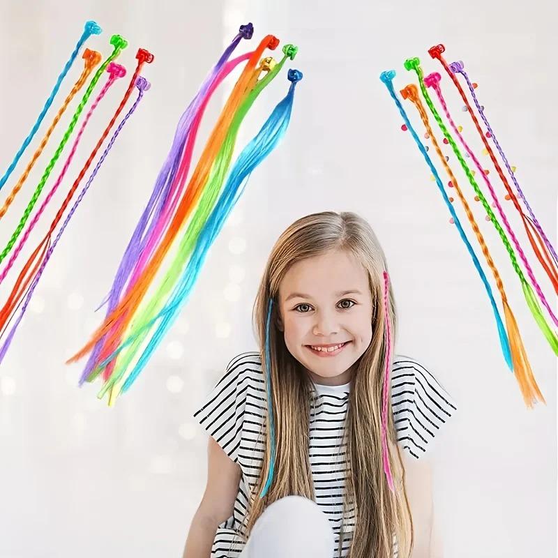 18-teiliges Set bunter Haarverlängerungen für Kinder mit Haarnadeln, Haarstyling-Accessoires für Kinder und Teenager-Mädchen