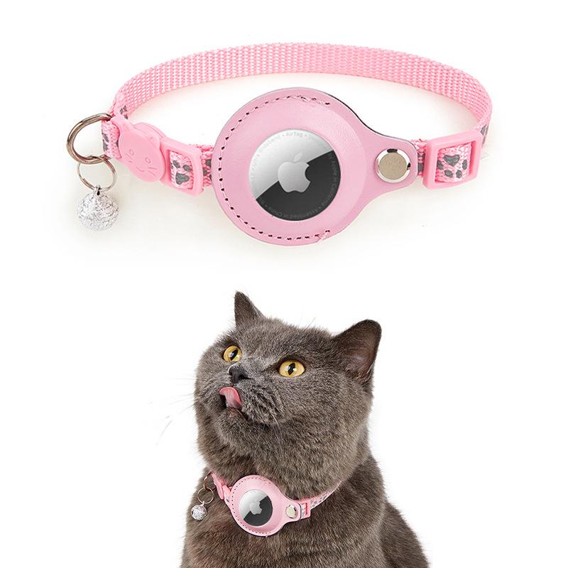 Reflective Cat Collar with Airtag Holder and Bell - Anti-Lost Tracker for Cats