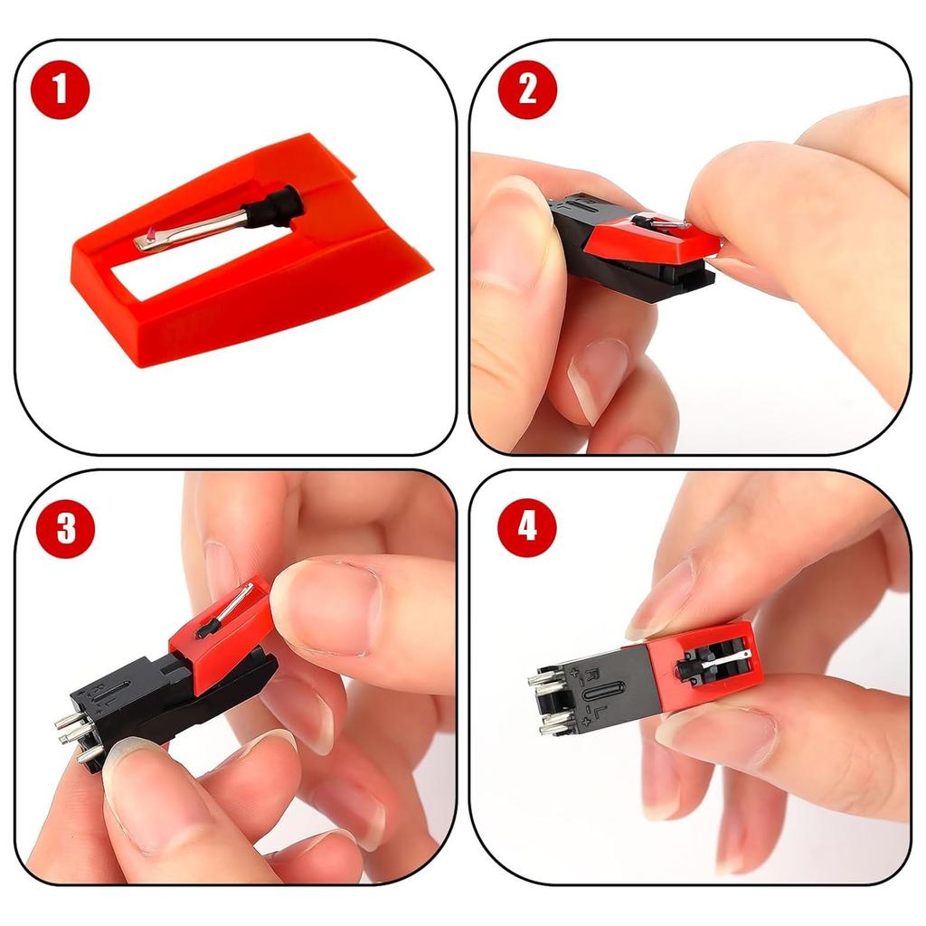 Set of 4 Phonograph Needle Diamond Stylus with Turntable Cartridge Record Player Needle Replacement Record Player Supply