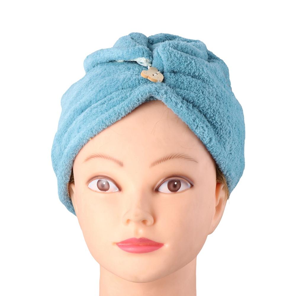 Strong Absorbent Time Saving Coral Fleece Rapid Drying Towel Dry Hair Cap Shower Cap Head Scarf