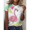 Fashion Women's Crew Neck Short Sleeve 3D Animal Color Printing Animal Short Sleeve Crew Neck T-Shirt