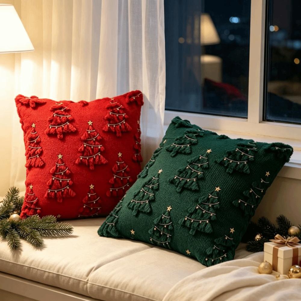 Xmas Tree Throw Pillow Cover Plush Plush Cushion Cover Christmas Pillow Cover  Xmas Decor