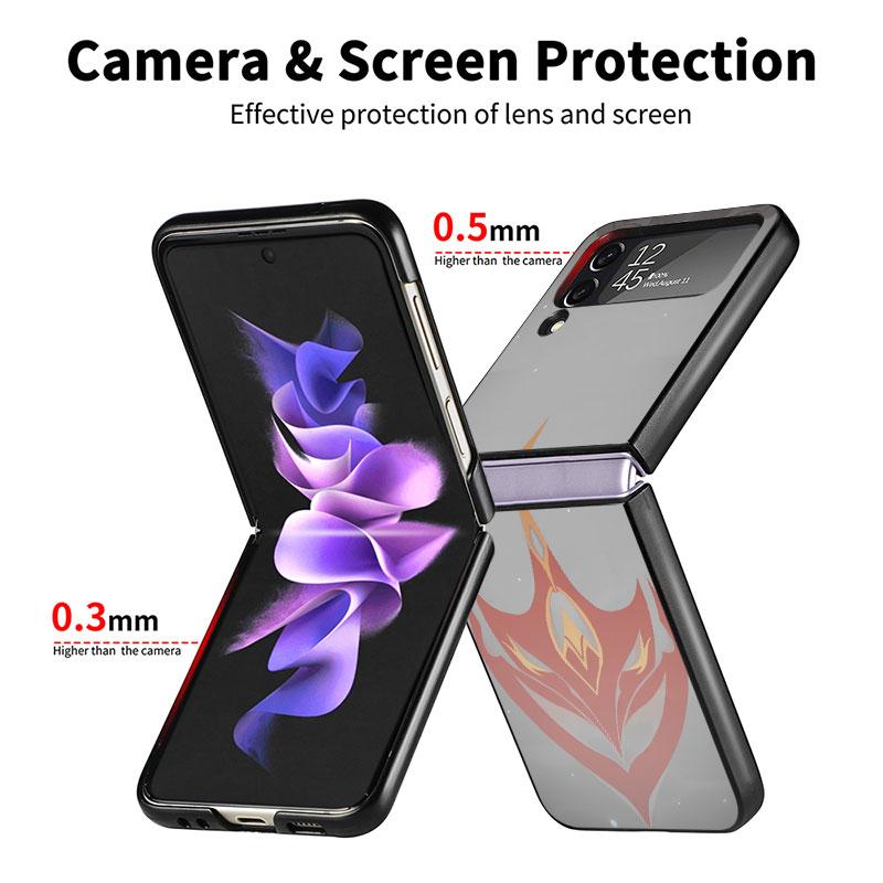 Schwarze Hüllen Hülle für Samsung Galaxy Zflip Z Flip 3 5g Z Flip 4 Zflip3 Flip4 Zflip4 Flip3 Genshin Impact Game Cover