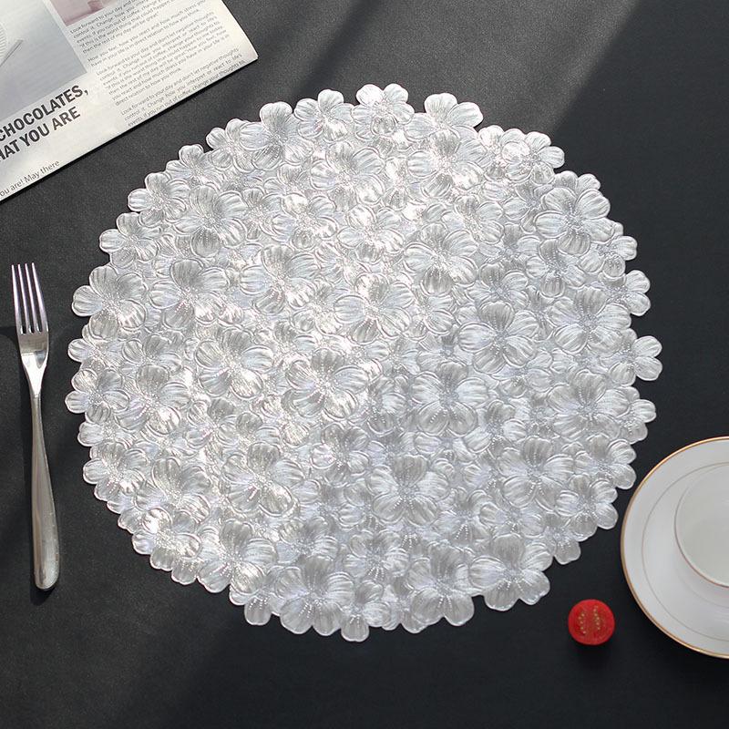 

38*38cmpvc Waterproof Gold-embossed Placemats Oil-water Heat-insulating Table MATS Solid Bottom Western Placemats Home Tableware 38x38cm