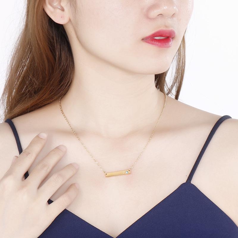 Doğum Taşı Kakmalı Çubuk Kolye Köprücük Kemiği Zinciri ile - Japonya ve Kore'den Kişiselleştirilmiş Takı.