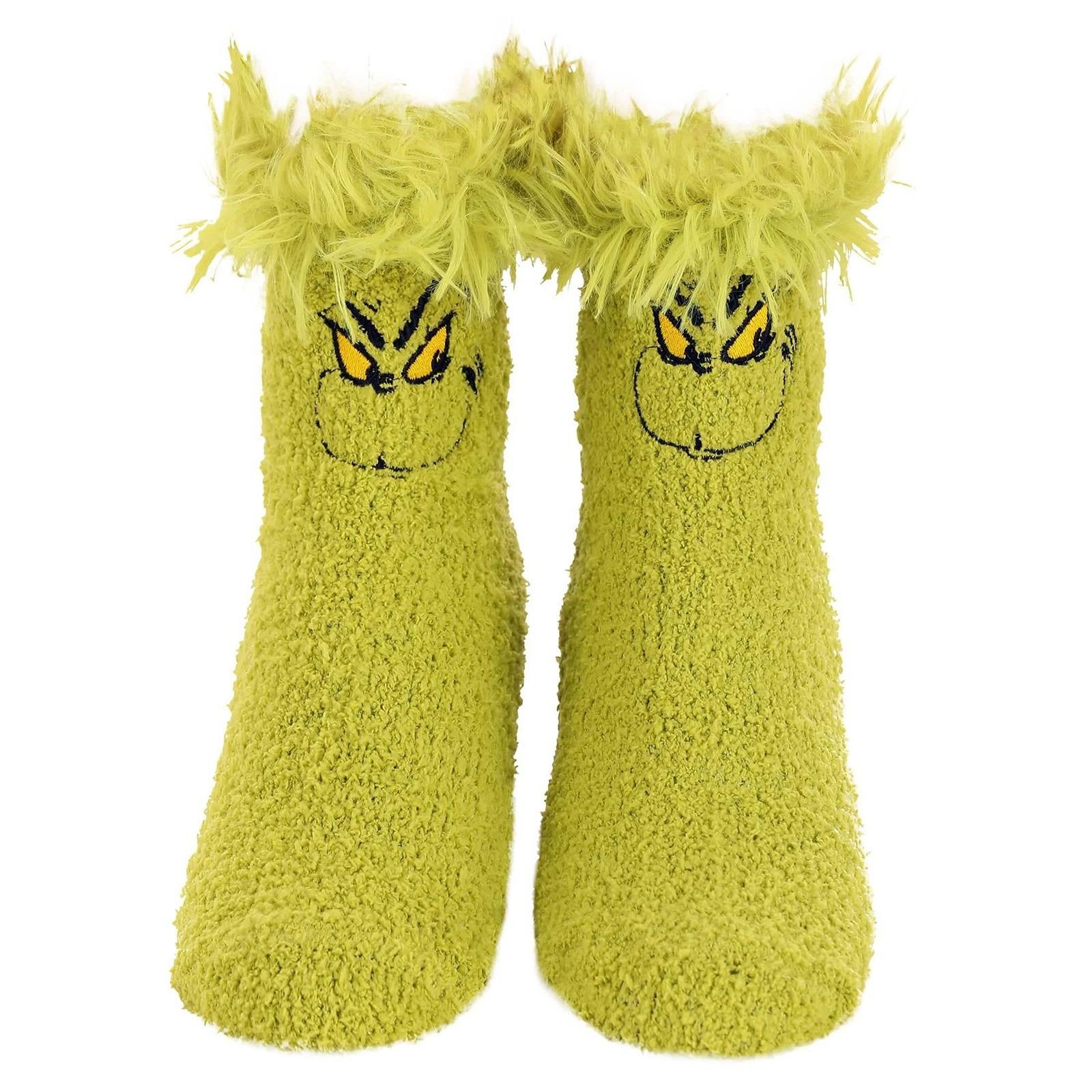 

Christmas Plush Socks Green Socks Cartoon-Printed For Home Use One Size