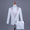 Men's Single-Breasted Rhinestone Suit Set for Banquet and Performance